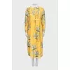 Yellow printed midi dress