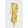 Yellow printed midi dress
