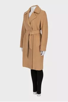 Double-breasted coat in beige