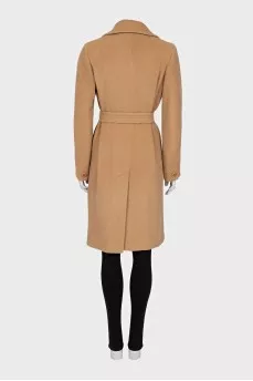 Double-breasted coat in beige