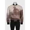 Men's printed zip-up bomber jacket