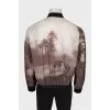 Men's printed zip-up bomber jacket