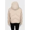 Beige quilted down jacket