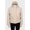 Beige quilted down jacket