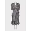 Wrap dress with puff sleeves