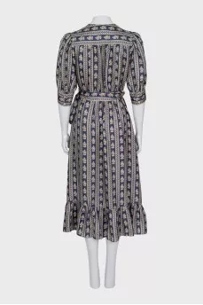 Wrap dress with puff sleeves