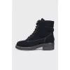 Black textile lace-up boots
