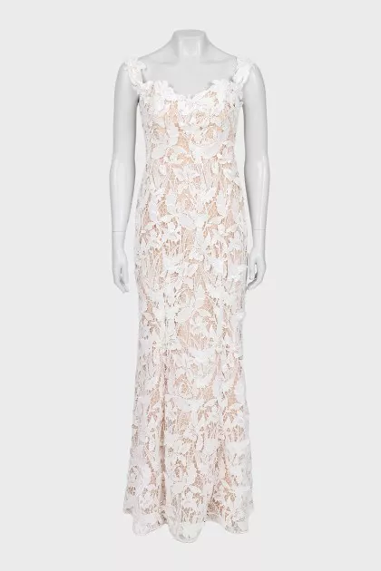White evening dress with lace