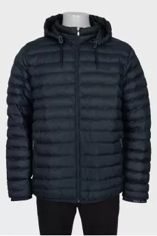 Men's blue jacket with a detachable hood