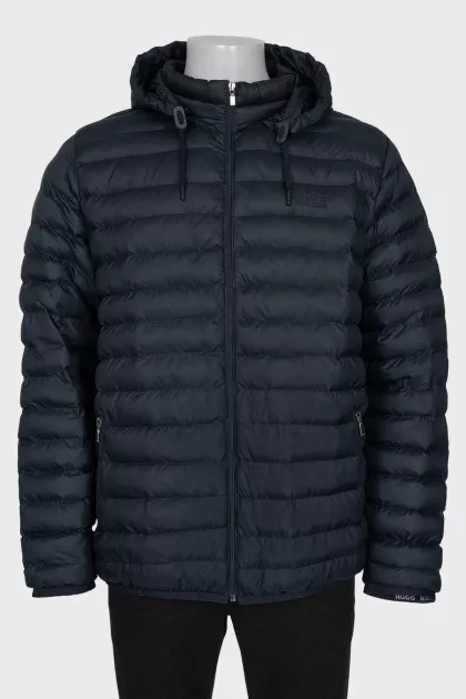Men's blue jacket with a detachable hood