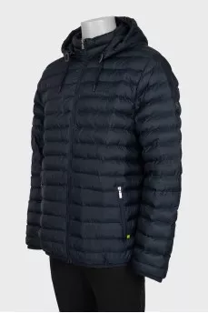 Men's blue jacket with a detachable hood
