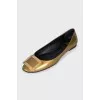 Gold leather ballet flats