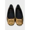 Gold leather ballet flats