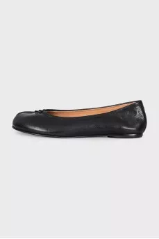 Tabi black leather ballet flats