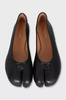 Tabi black leather ballet flats