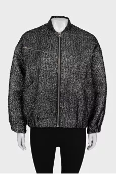 Bomber jacket with silver thread and zipper
