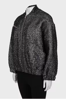Bomber jacket with silver thread and zipper