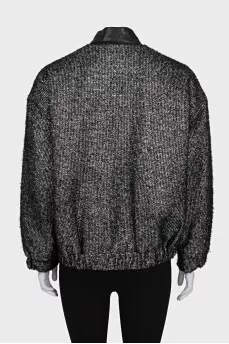 Bomber jacket with silver thread and zipper