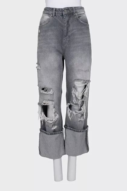 Gray ripped jeans
