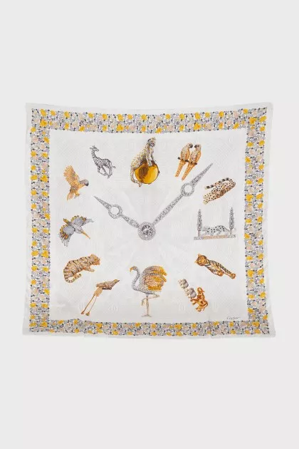 White printed silk scarf
