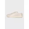 Beige leather lace-up sneakers