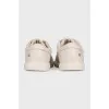 Beige leather lace-up sneakers