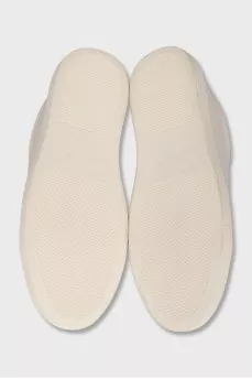Шкіряні бежеві кеди на шнурівці