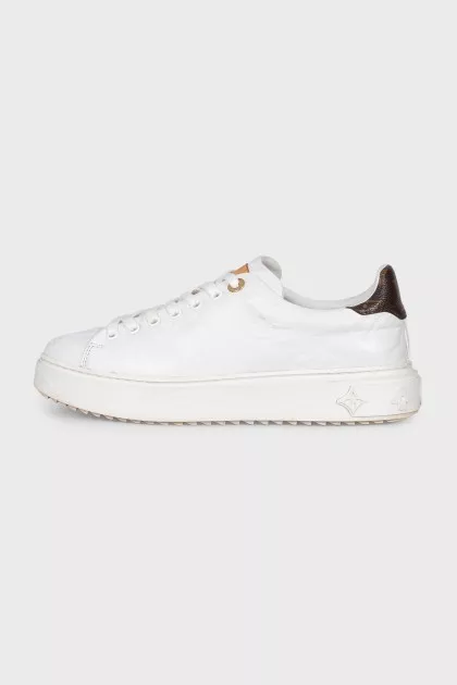 Time Out white leather sneakers