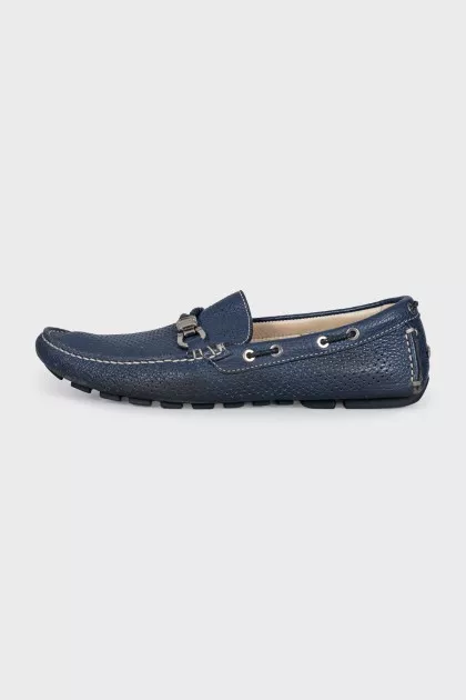 Men's blue perforated loafers