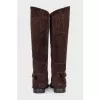 Brown suede pointed toe boots
