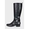 Leather boots with silver pendant