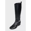 Leather boots with silver pendant
