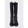 Leather boots with silver pendant