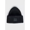 Black knitted hat with embroidery