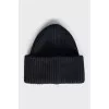 Black knitted hat with embroidery