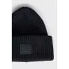 Black knitted hat with embroidery