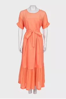 Orange maxi dress with belt
