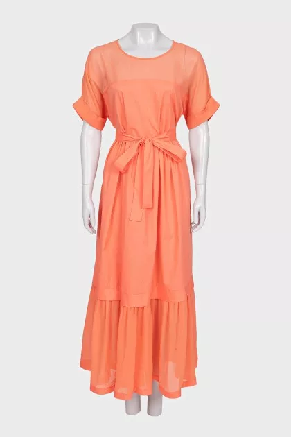 Orange maxi dress with belt