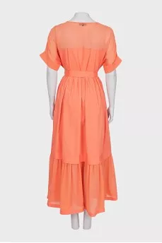Orange maxi dress with belt
