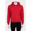 Red hoodie with a patch pocket