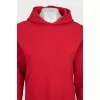 Red hoodie with a patch pocket