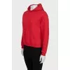 Red hoodie with a patch pocket