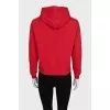 Red hoodie with a patch pocket