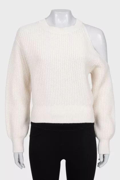 Cashmere sweater with off-the-shoulder cutout