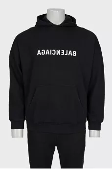 Men's black hoodie with print