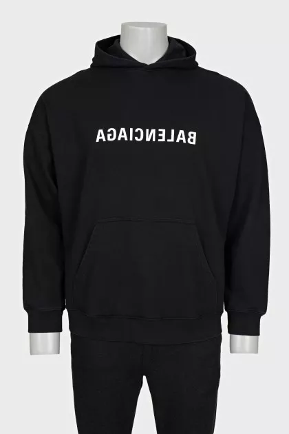 Men's black hoodie with print