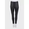 Mid-rise black leather trousers