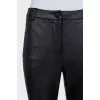 Mid-rise black leather trousers