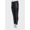 Mid-rise black leather trousers