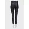 Mid-rise black leather trousers